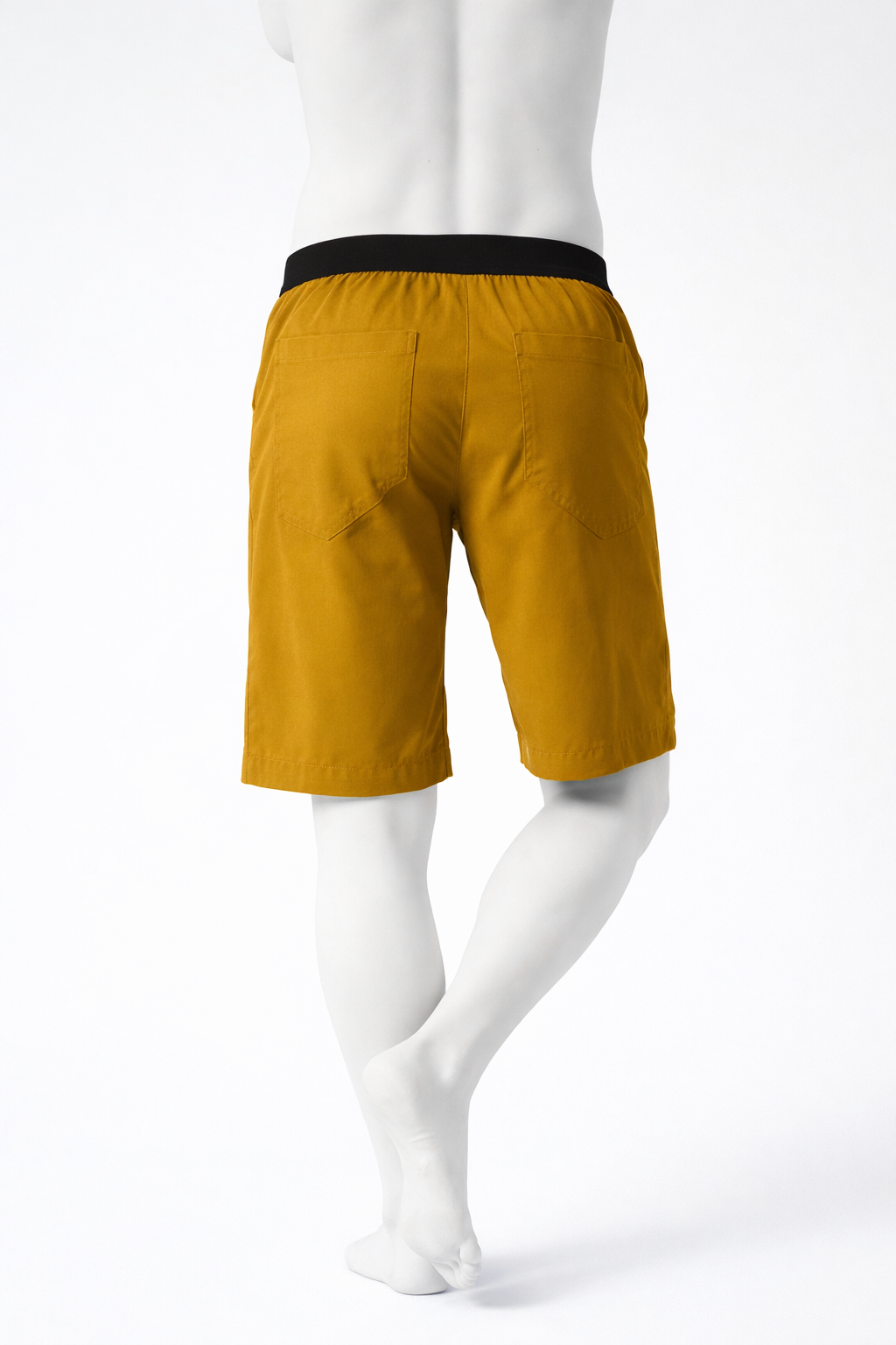 pantalone arrampicata cotone corto giallo ocra vista posteriore