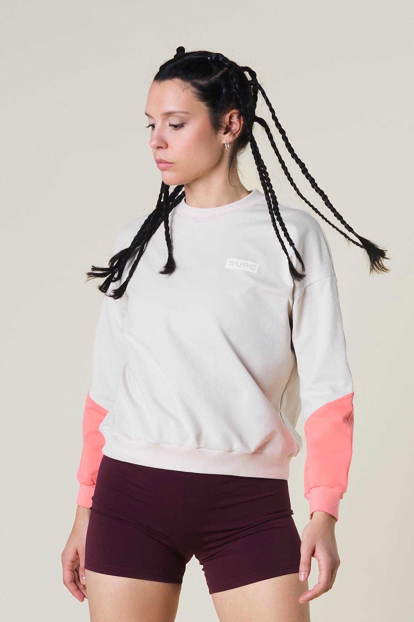 Sweat-shirt léger pour femme bicolore Light Sand Peach | Rupe
