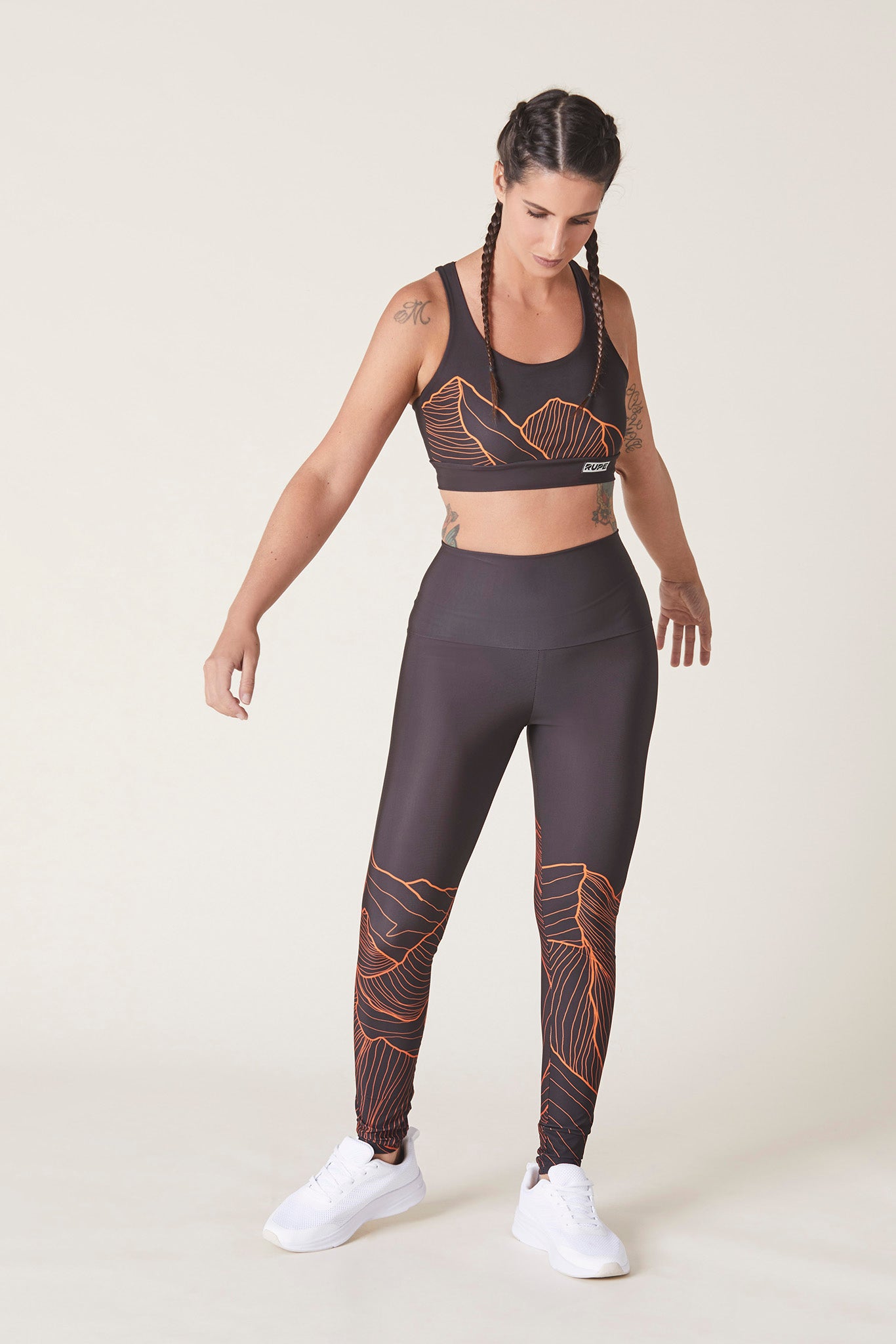 Legging technique femme - motif montagne noir