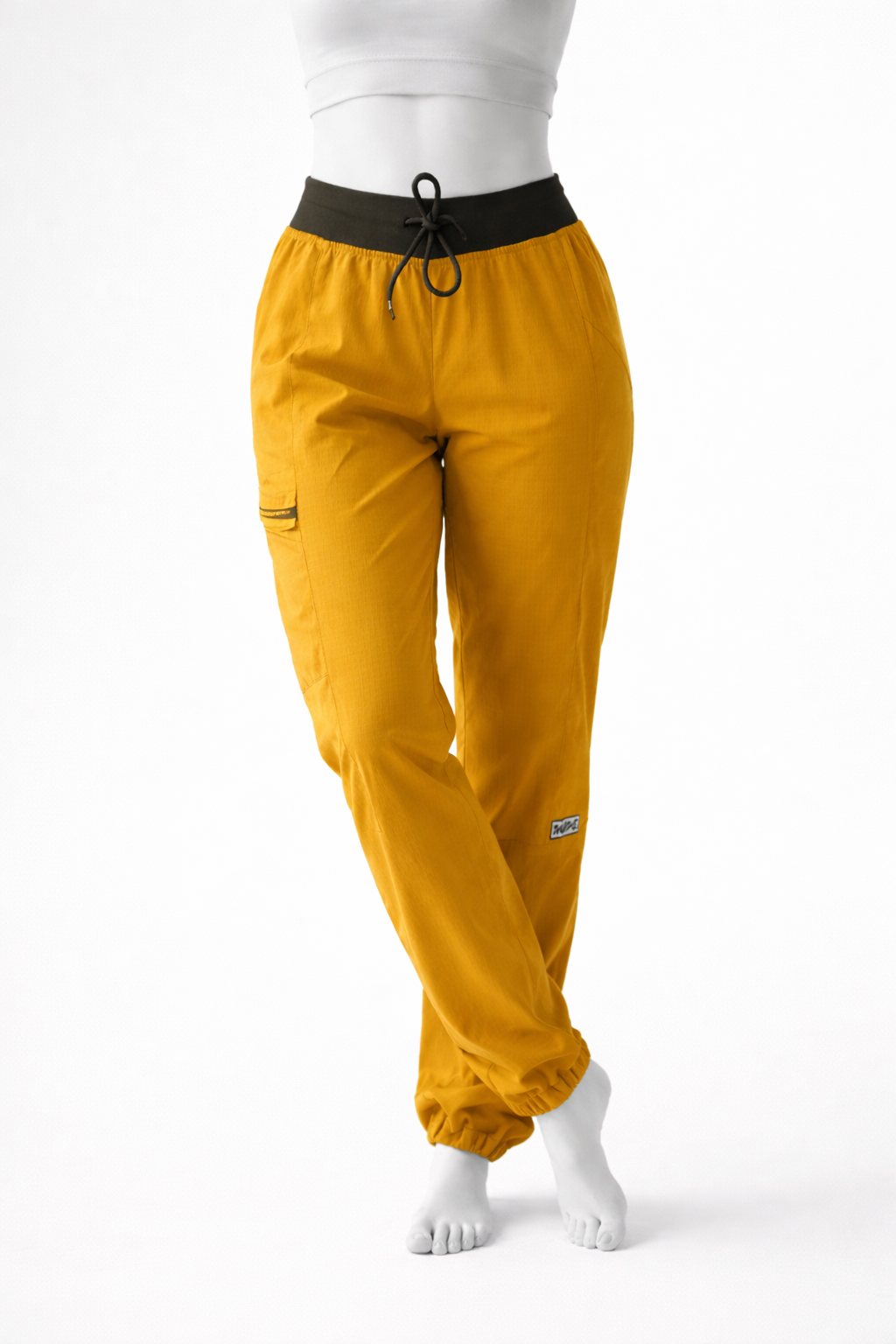 pantalone arrampicata trekking donna tecnico giallo front view