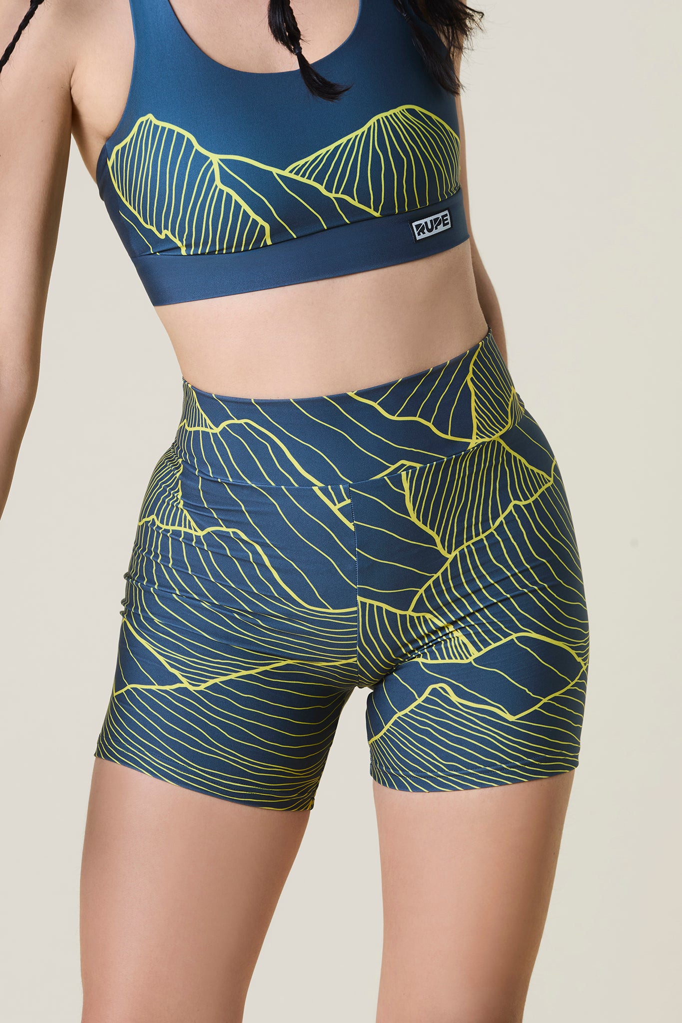 Women's Technical Shorts – Teal Mountain Print