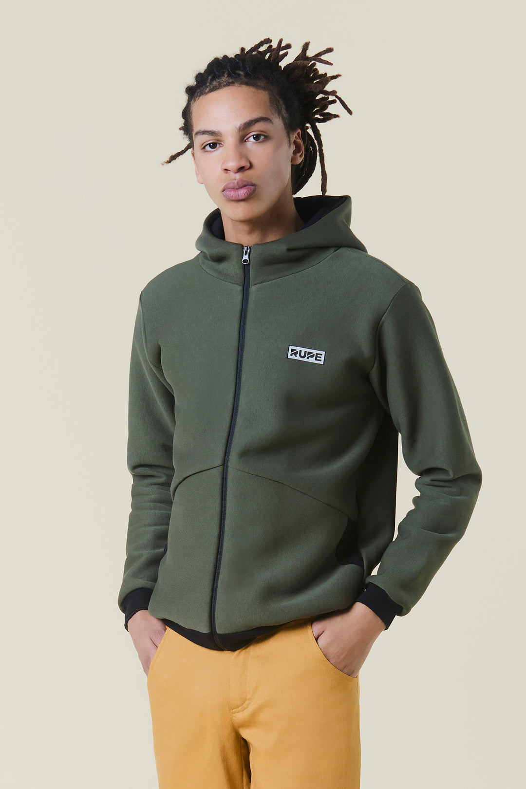 Sweat à capuche zippé - Homme - Vert Militaire 