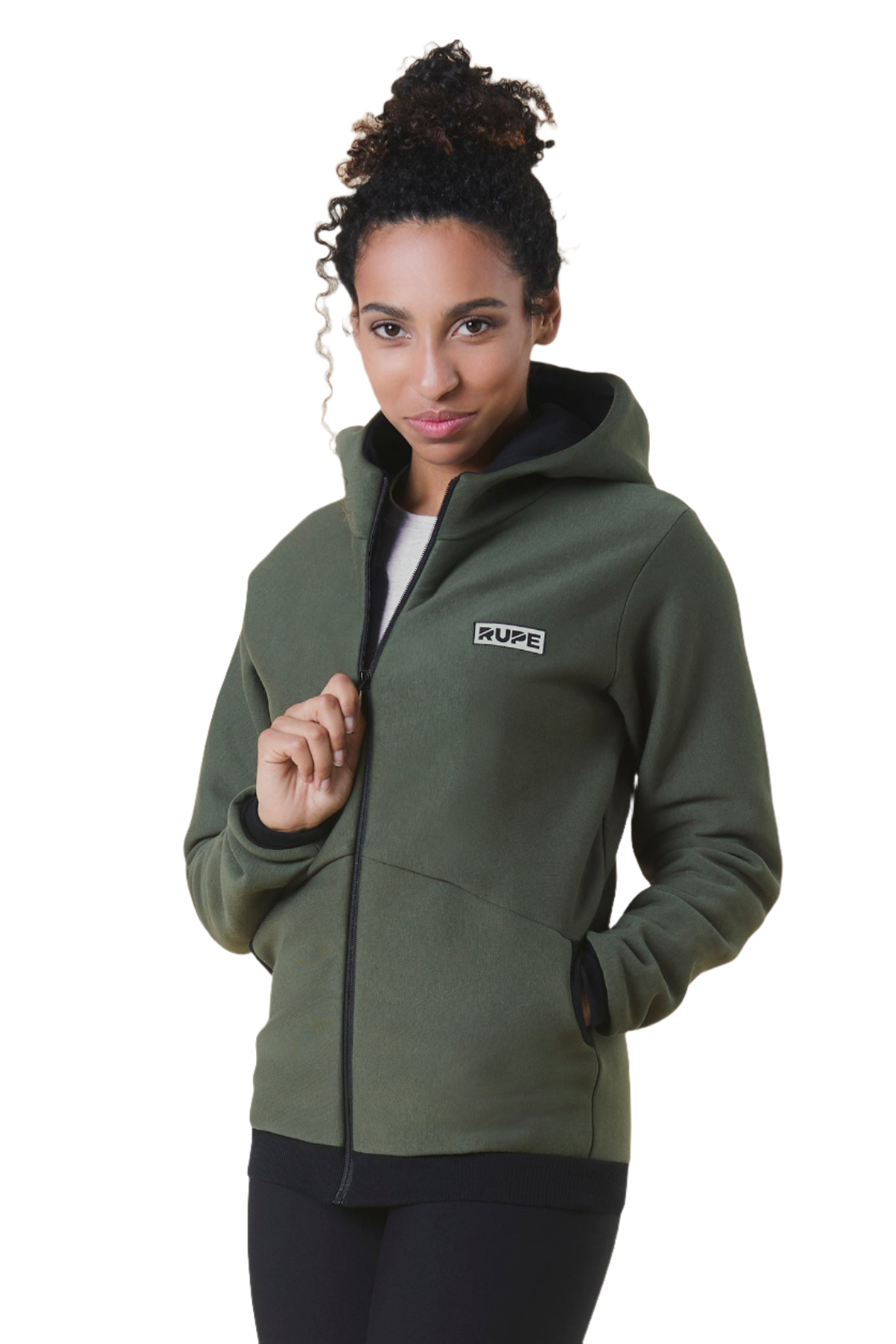 Felpa zip con Cappuccio - Donna - Verde Militare