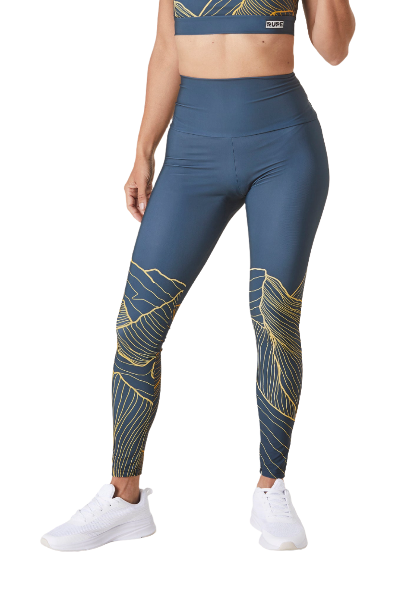 Legging technique femme - motif montagne bleu sarcelle 